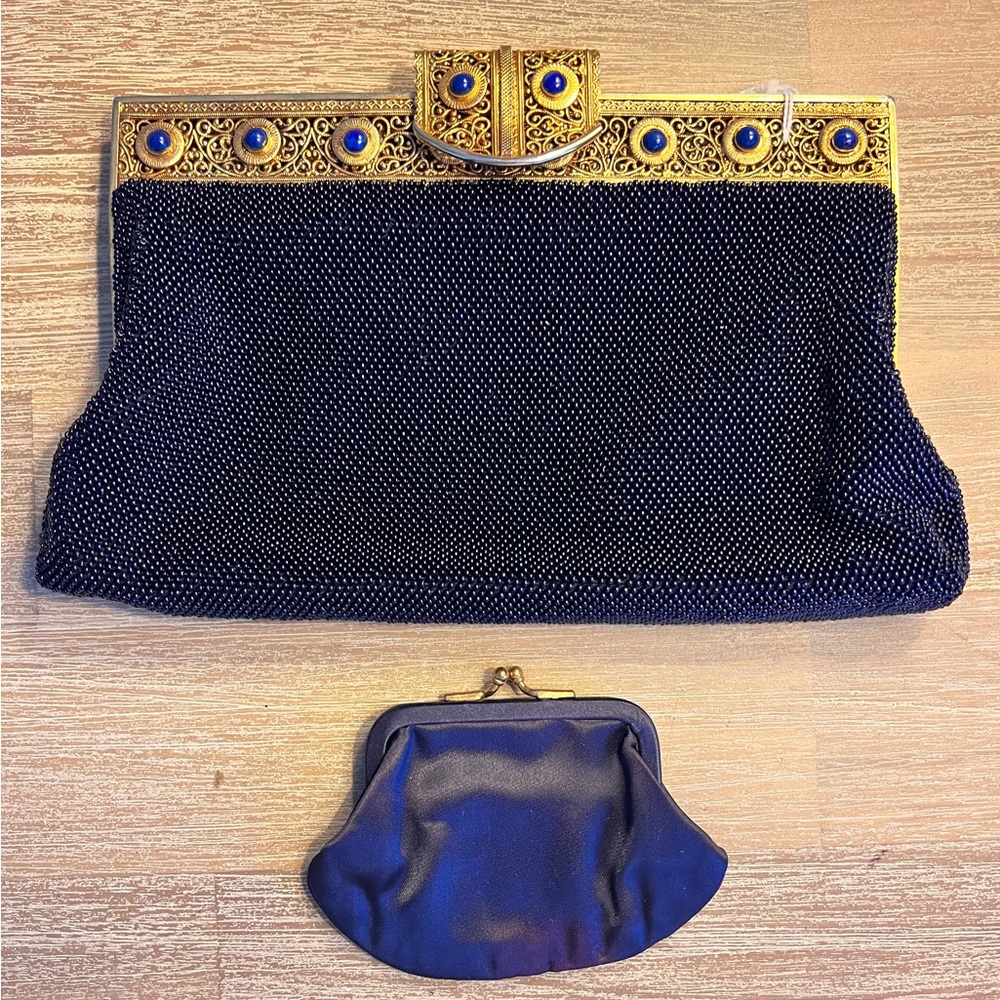Vintage Walborg Made In France Beaded Evening Clutch with Matching Coint Purse